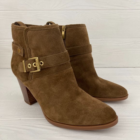 Franco Sarto Dorinda Brown Leather Suede Zipper Ankle Boots Booties Women's Sz 8 - Picture 7 of 12